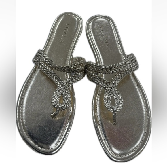 New Talbots CECE TOE LOOP Gold Metallic Braid Thong Sandal Slip On Flat SIZE 10 - Picture 4 of 4